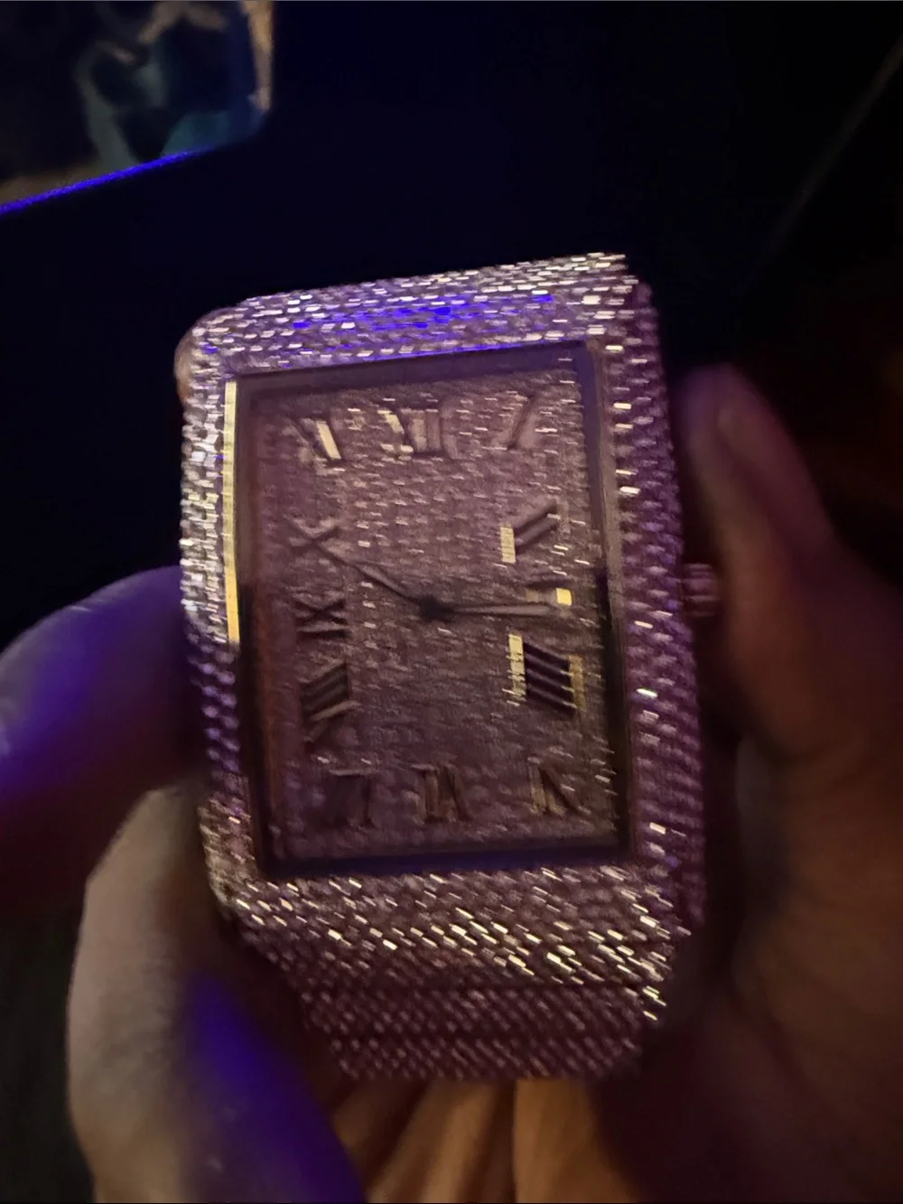 Crystal Pavé Rectangular Watch - Silver Tone